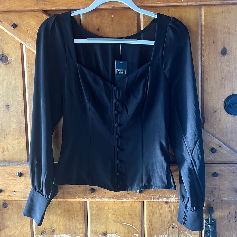 Abercrombie & Fitch Black Long Sleeve Blouse